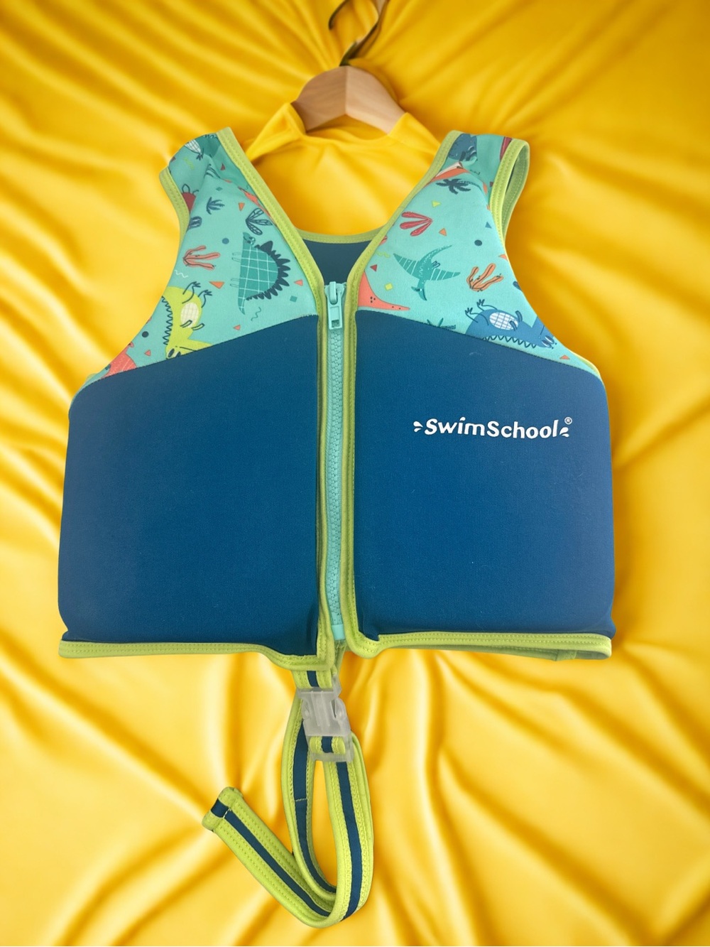 Kids' Blue & Green Swim Vest with Dino Print